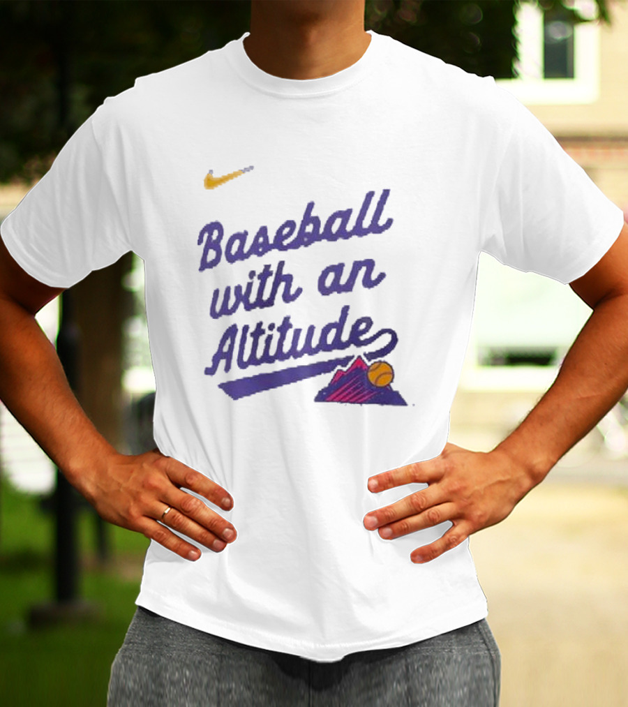 Nike Baseball With An Altitude Rockies Mountains Graphic T-Shirt