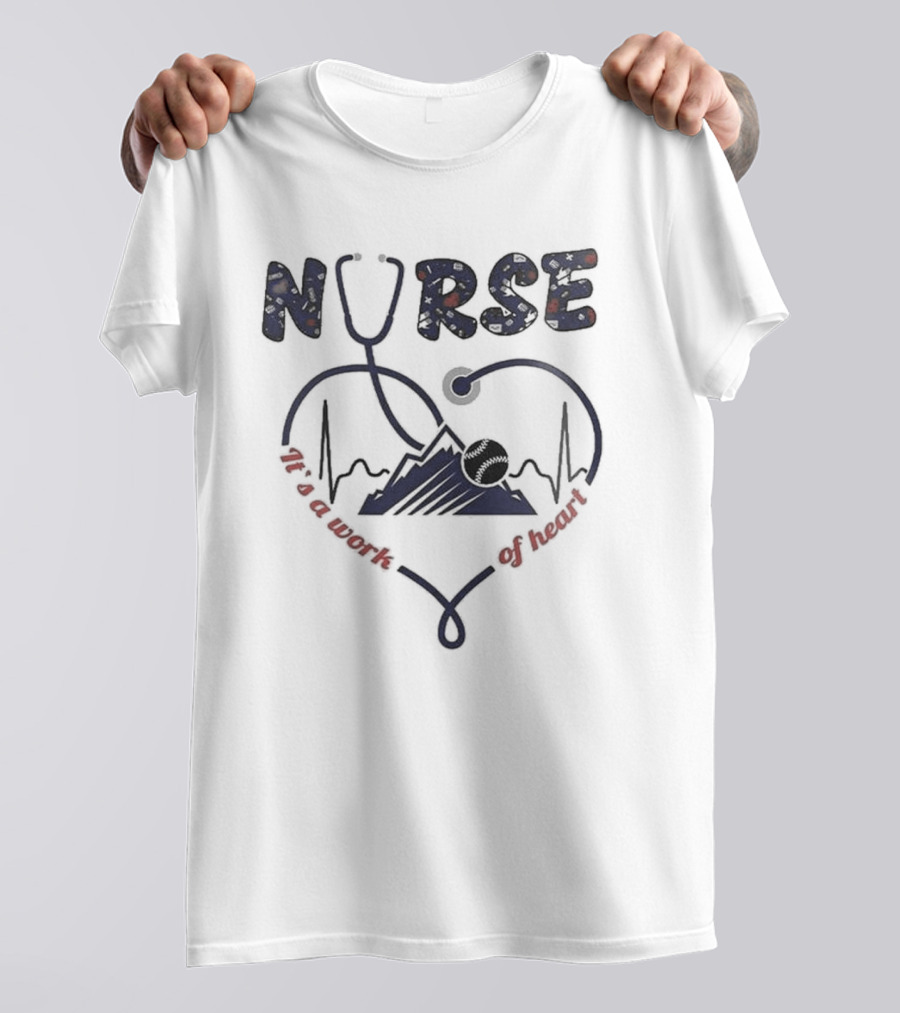 Colorado Rockies Nurses Appreciation Night 2025 Nurse Heartbeat Stethoscope Baseball T-Shirt