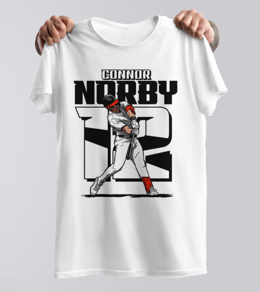 Solid Black Silhouette Baseball Connor Norby #12 Orioles Player T-Shirt