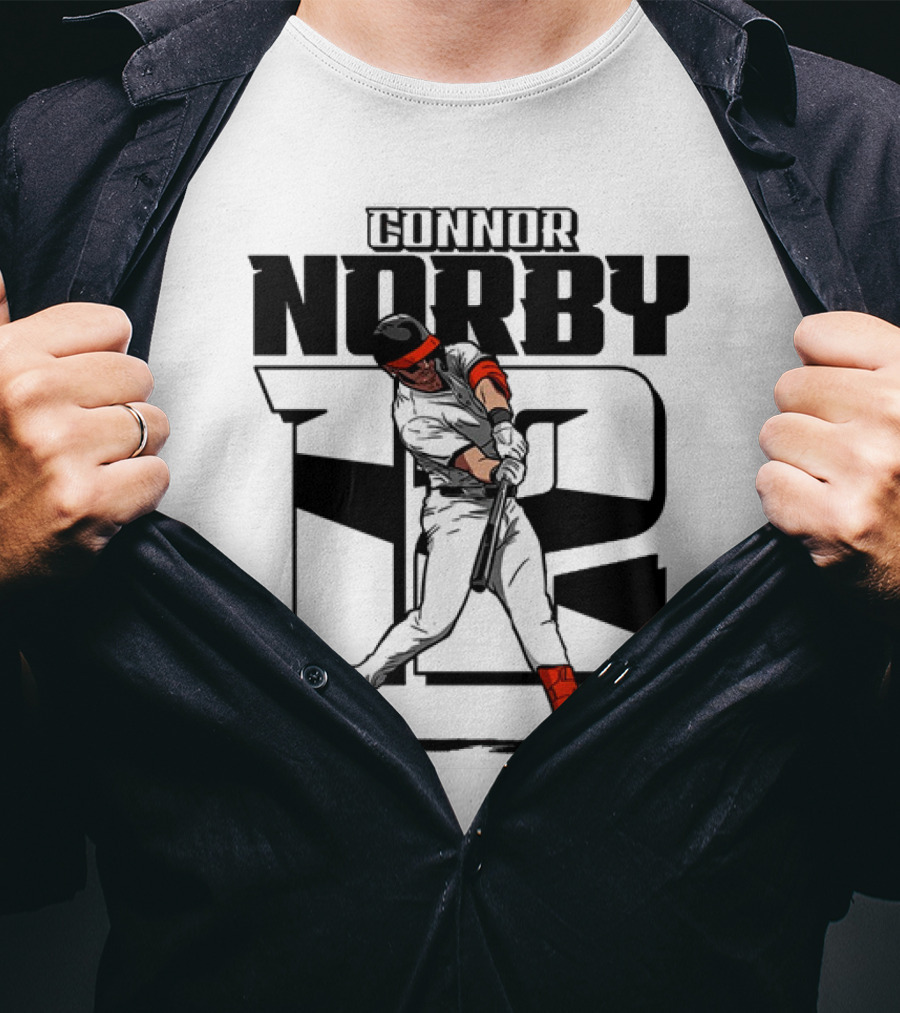 Solid Black Silhouette Baseball Connor Norby #12 Orioles Player T-Shirt