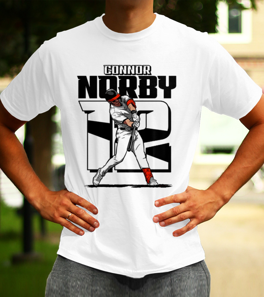 Solid Black Silhouette Baseball Connor Norby #12 Orioles Player T-Shirt