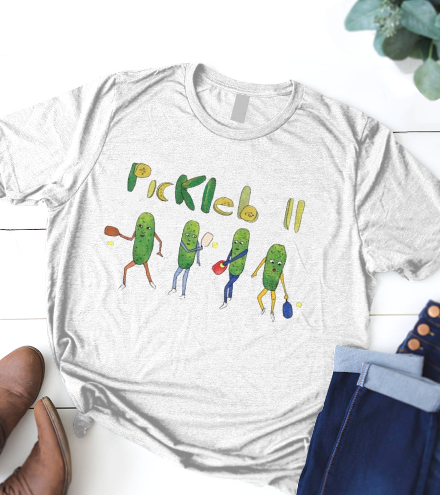 Dave Portnoy Pickleball Pickle Characters Playing Tennis T-Shirt