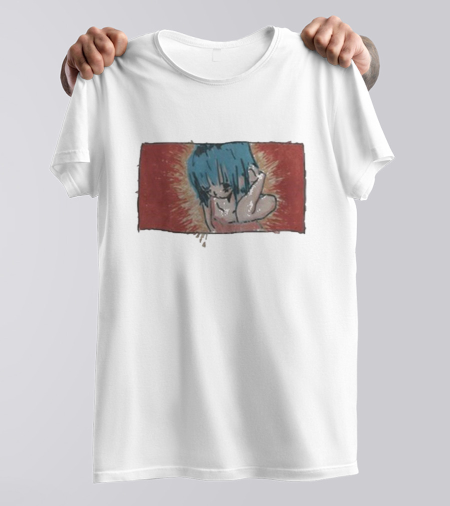 Kuru Blue-Haired Apparition Red Background Deadair T-Shirt