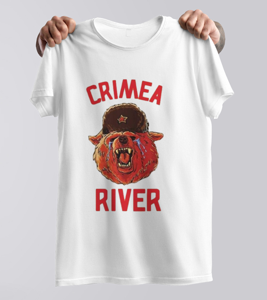 Crimea River Bear In Soviet Hat Crying Russia T-Shirt