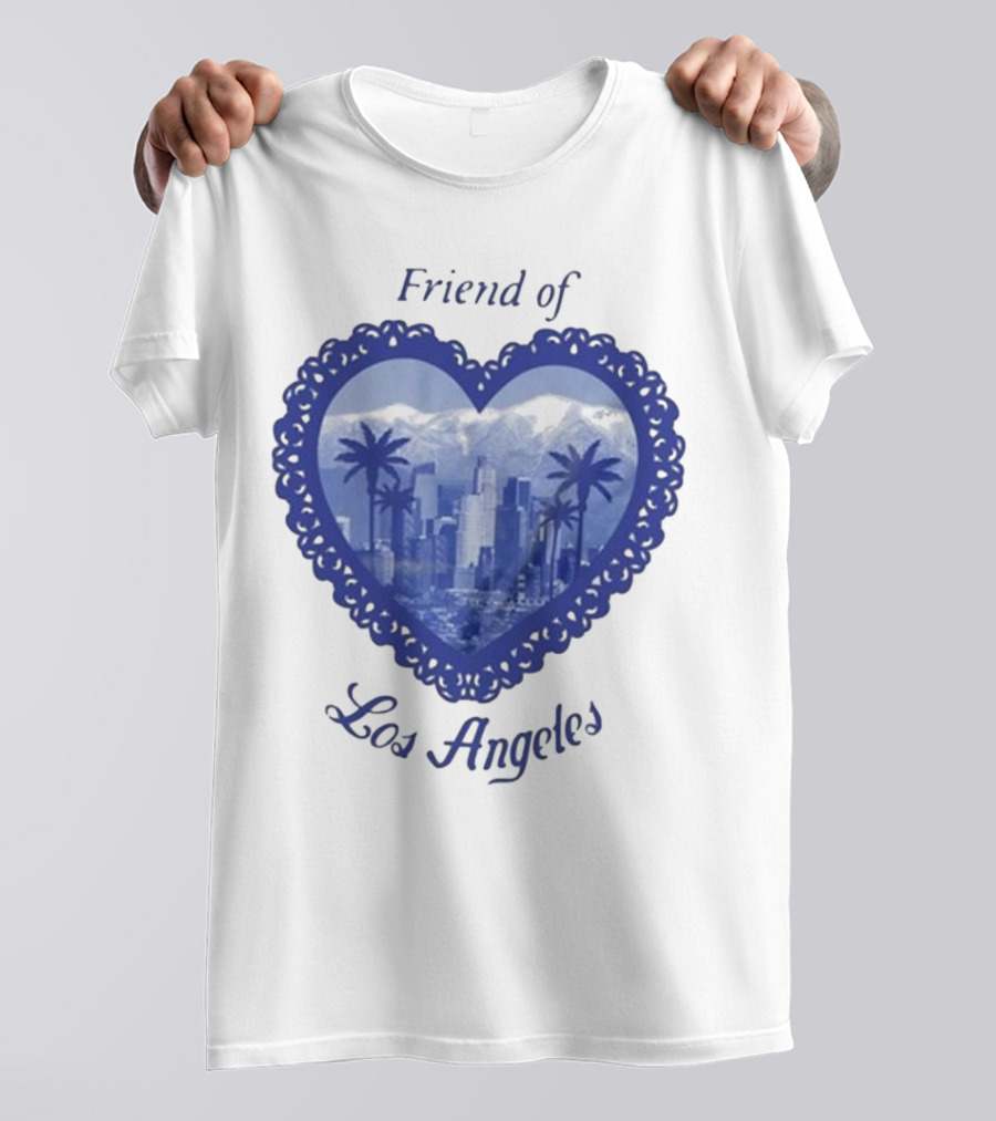 Friend Of Los Angeles Crooked Jon Lovett Heart Skyline Palms T-Shirt