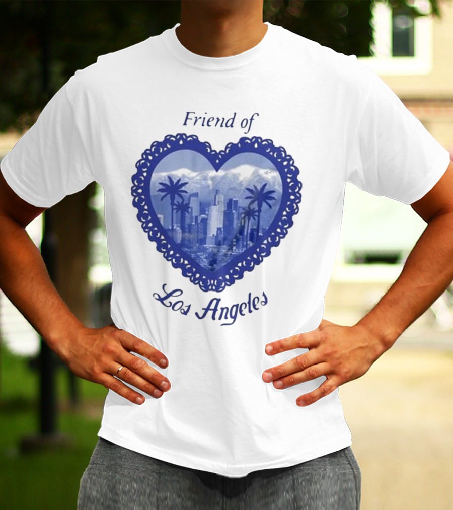 Friend Of Los Angeles Crooked Jon Lovett Heart Skyline Palms T-Shirt