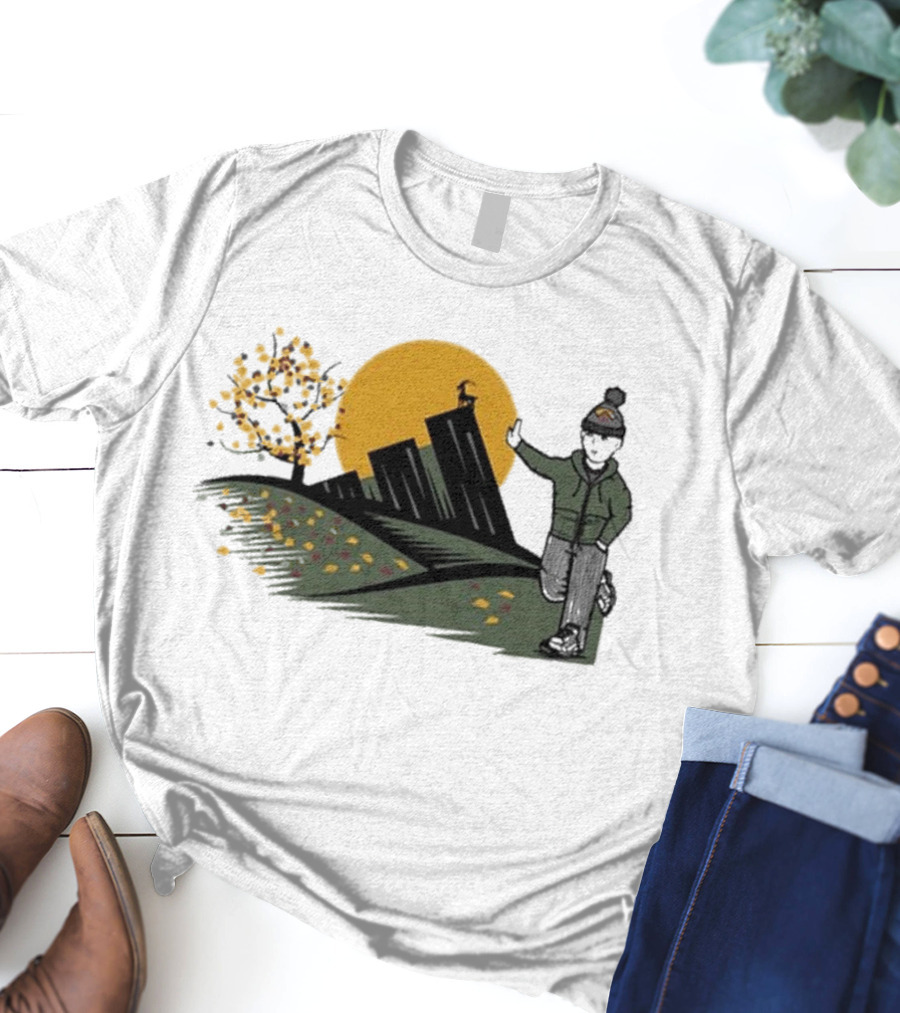 Daft Laddie Autumn Outdoors Skyline With Person Walking T-Shirt