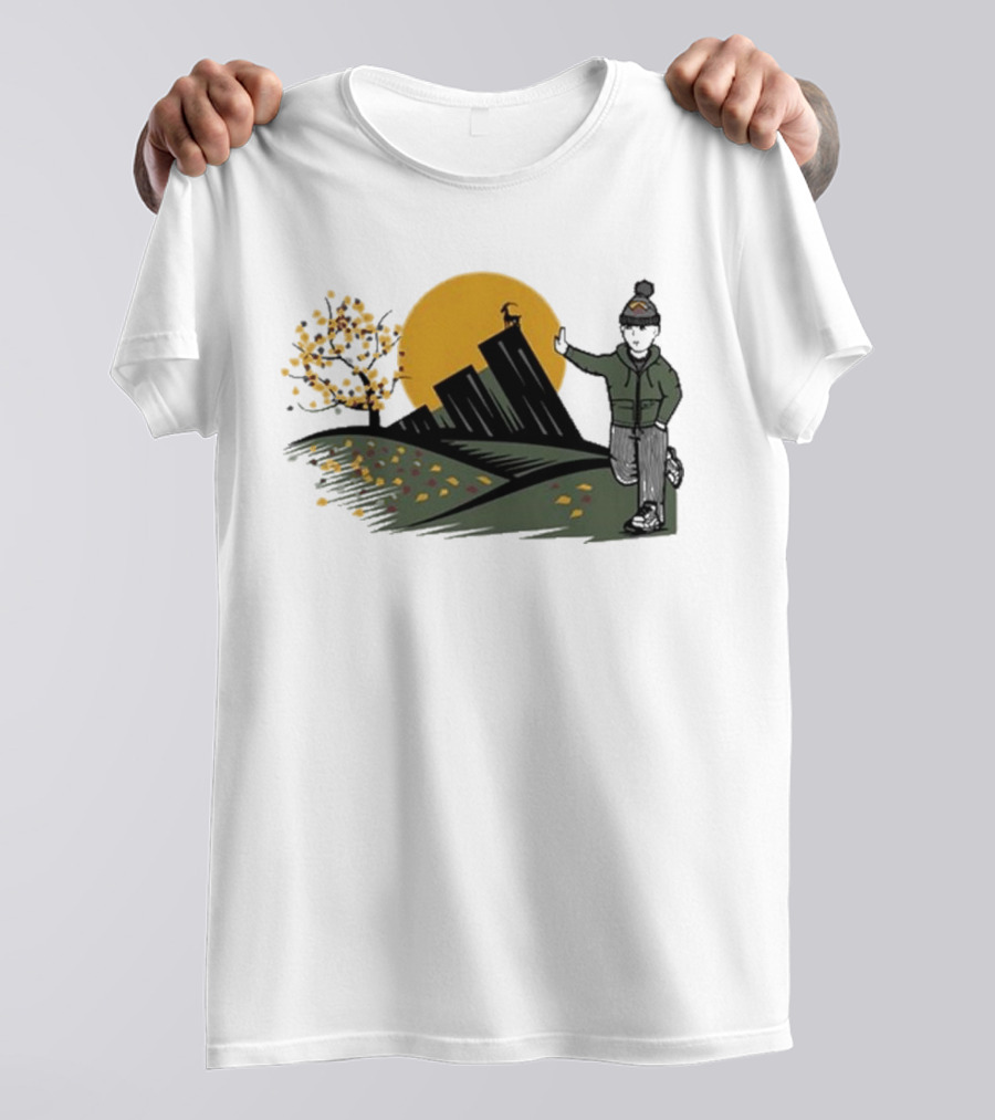 Daft Laddie Autumn Outdoors Skyline With Person Walking T-Shirt