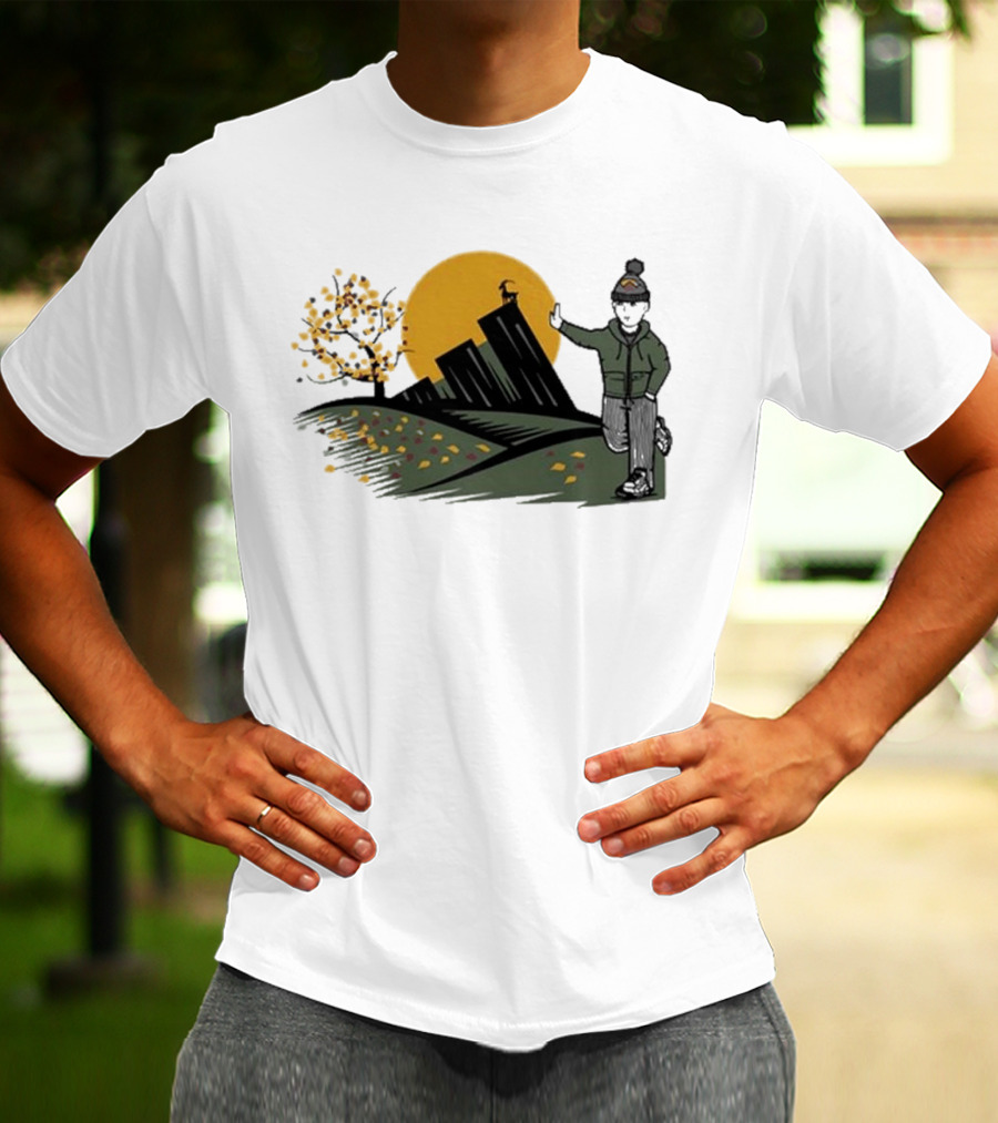 Daft Laddie Autumn Outdoors Skyline With Person Walking T-Shirt