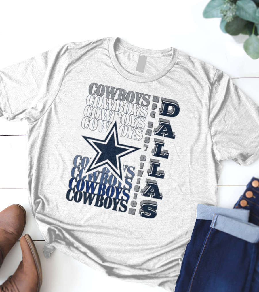 Dallas Cowboys NFC East Division Star Graphics Cowboys Text Pattern T-Shirt