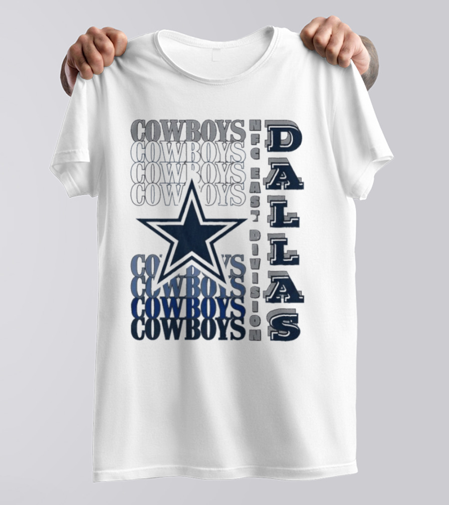Dallas Cowboys NFC East Division Star Graphics Cowboys Text Pattern T-Shirt