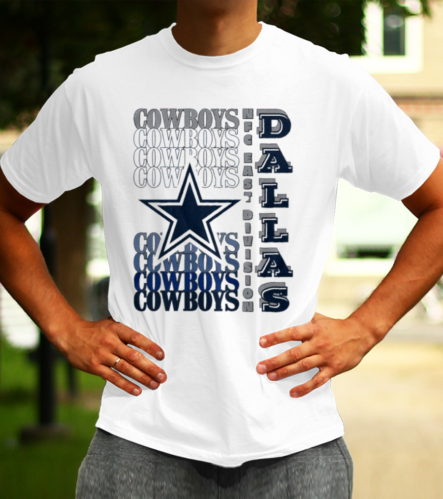 Dallas Cowboys NFC East Division Star Graphics Cowboys Text Pattern T-Shirt