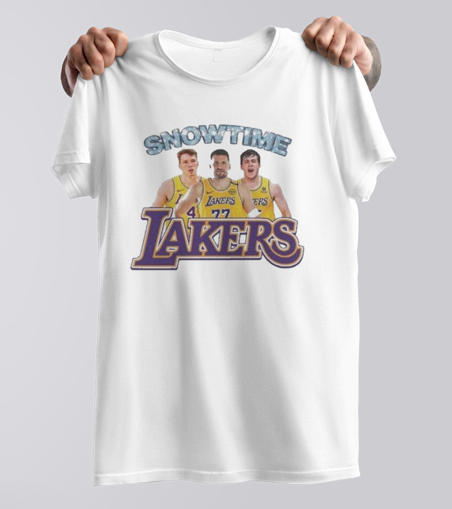 Los Angeles Lakers Snowtime Players Dalton Knecht Austin Reaves Luka Doncic T-Shirt