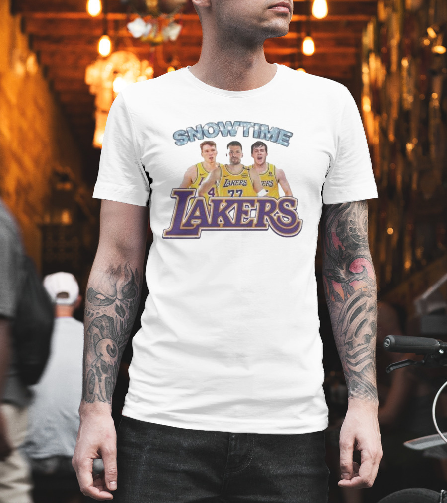 Los Angeles Lakers Snowtime Players Dalton Knecht Austin Reaves Luka Doncic T-Shirt