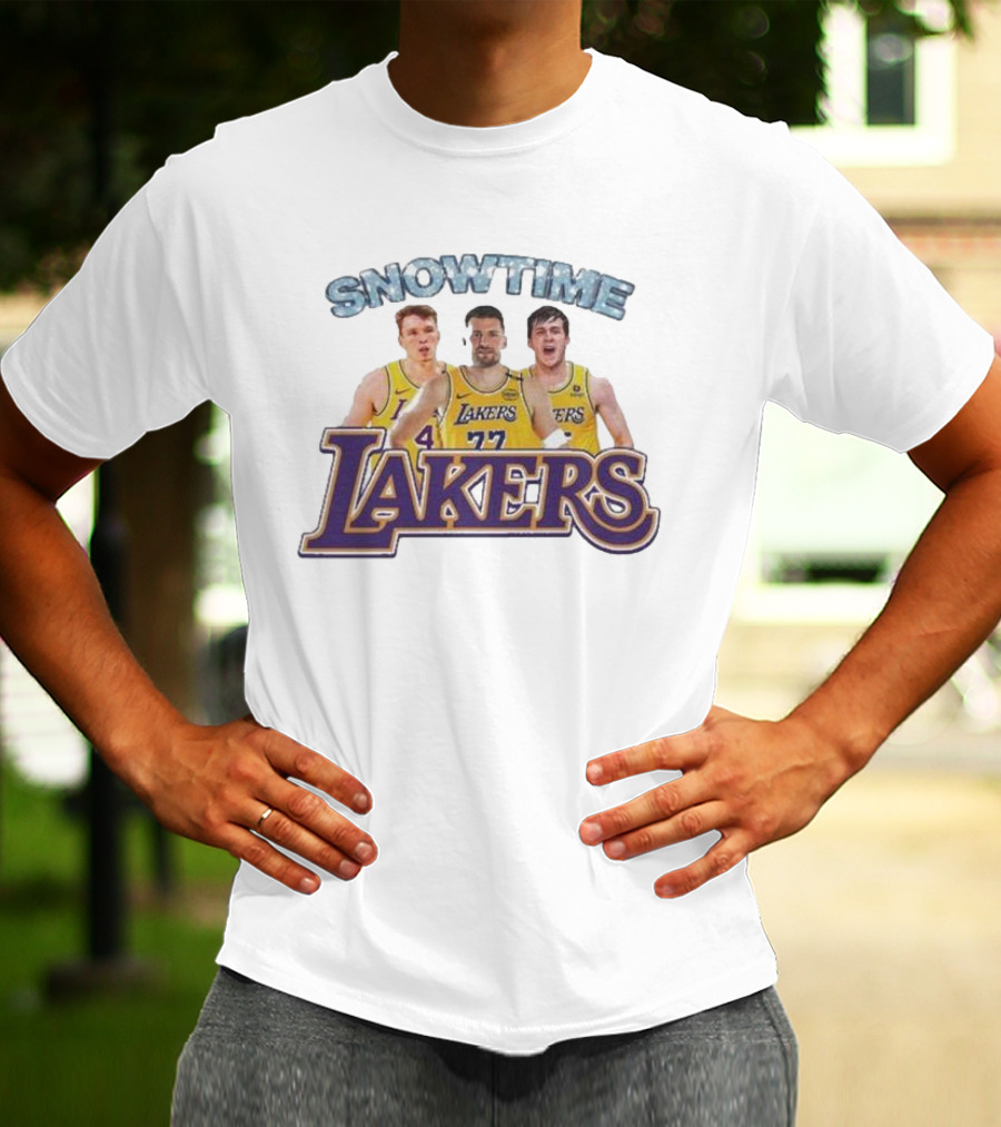 Los Angeles Lakers Snowtime Players Dalton Knecht Austin Reaves Luka Doncic T-Shirt