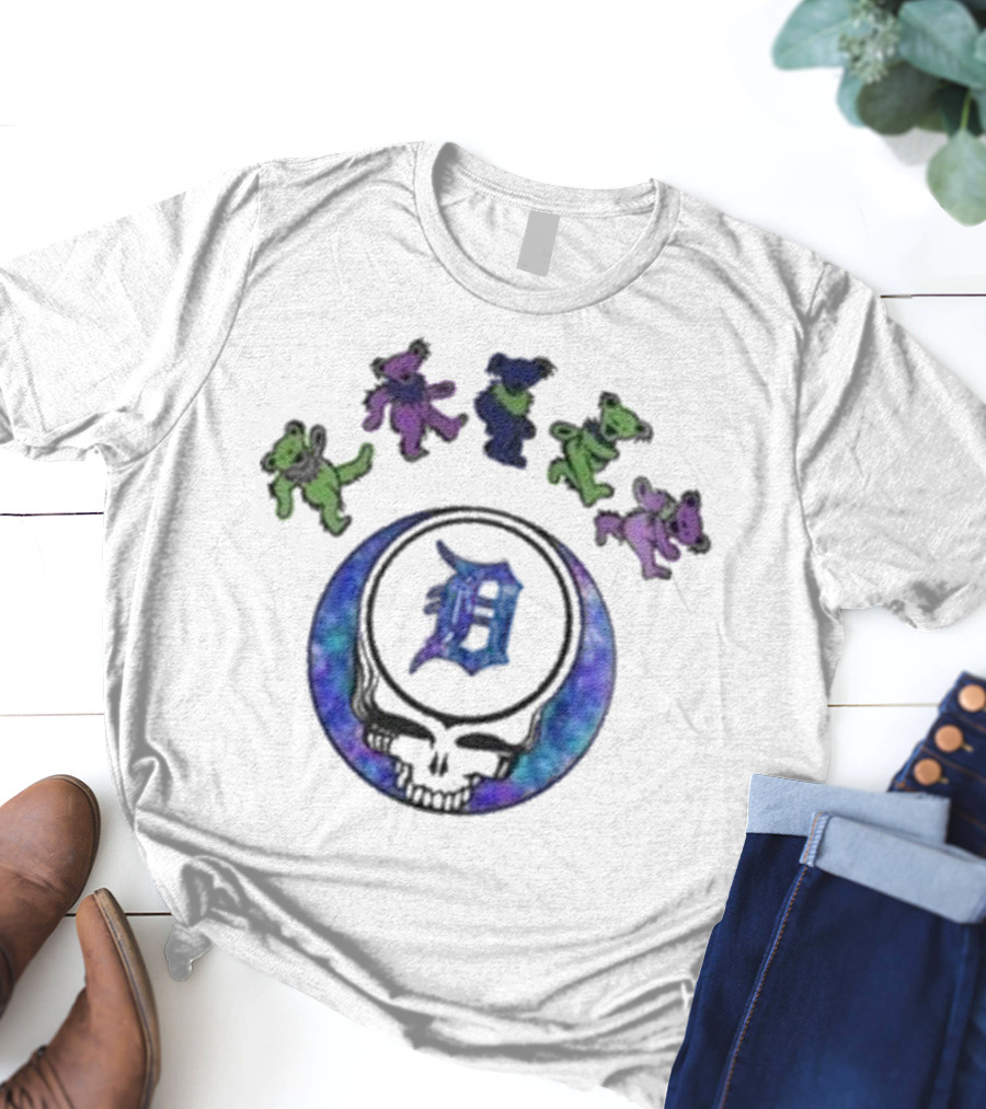 Detroit Tigers 2025 Grateful Dead Bears Skull Baseball Event T-Shirt