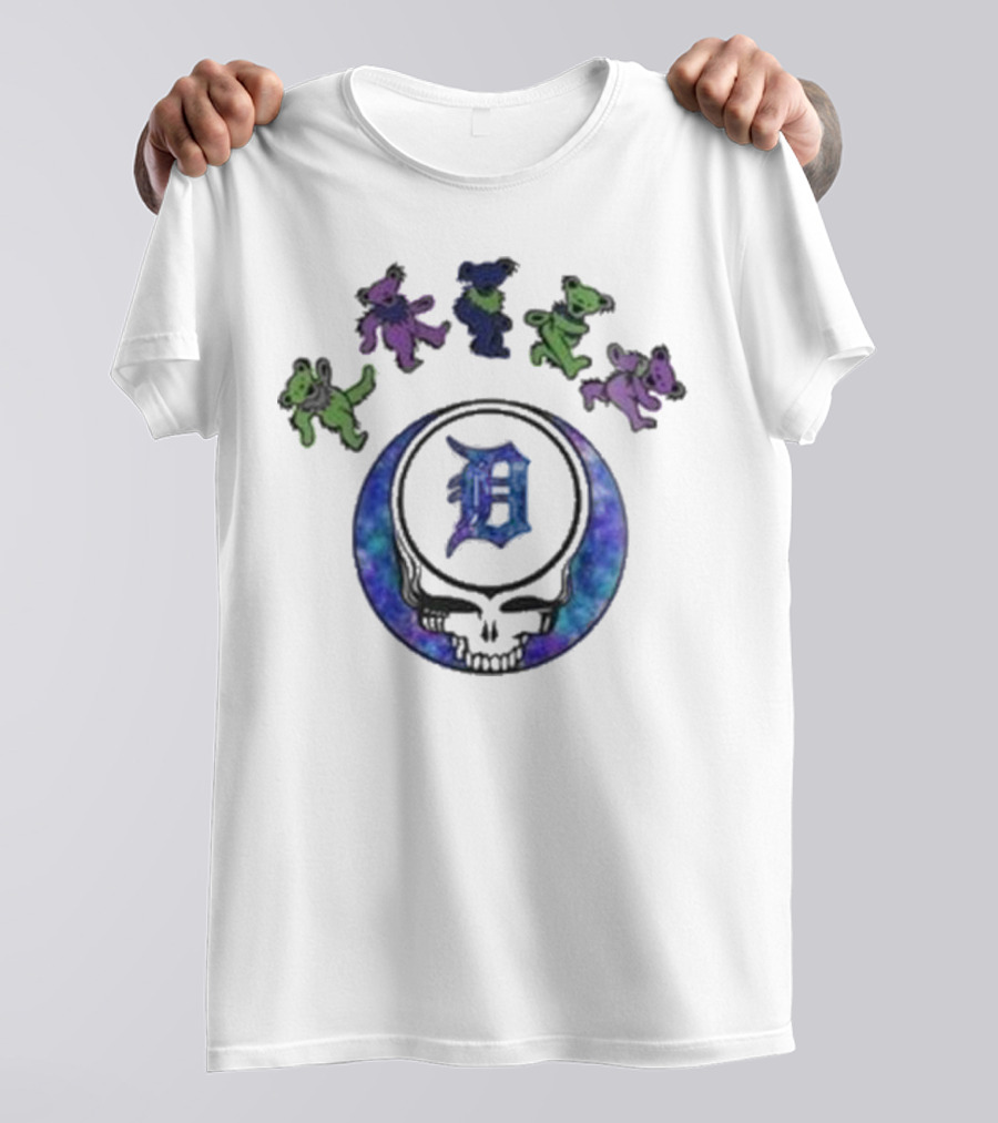 Detroit Tigers 2025 Grateful Dead Bears Skull Baseball Event T-Shirt
