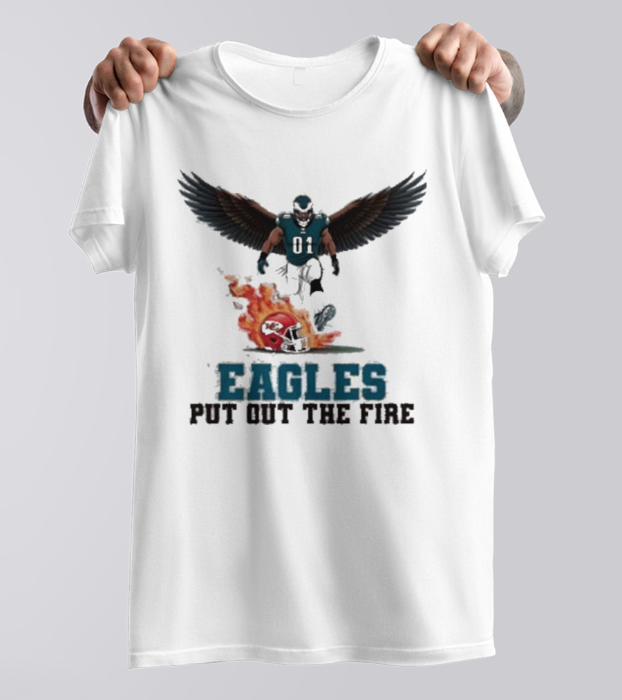 Eagles 01 Player Crushes Flaming Helmet T-Shirt