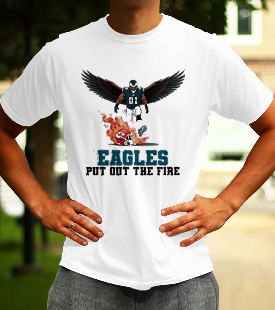 Eagles 01 Player Crushes Flaming Helmet T-Shirt