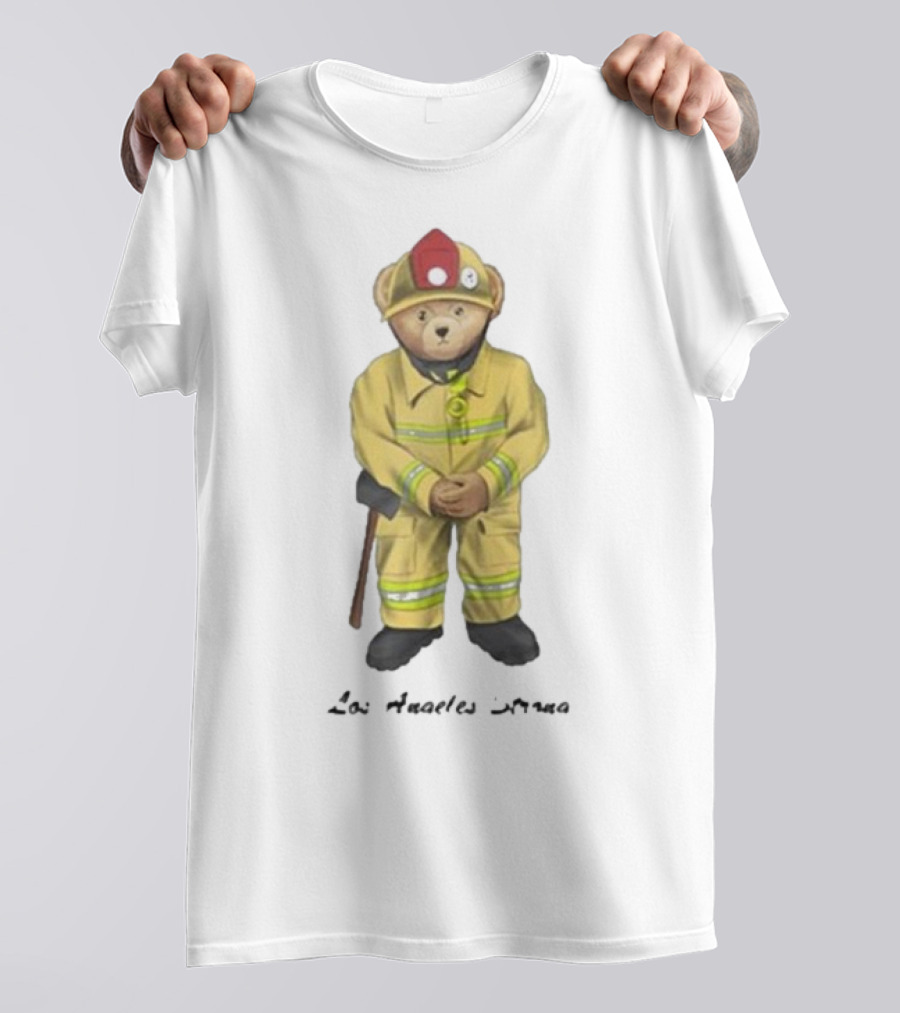 Firefighter Bear Standing In Uniform With Axe T-Shirt