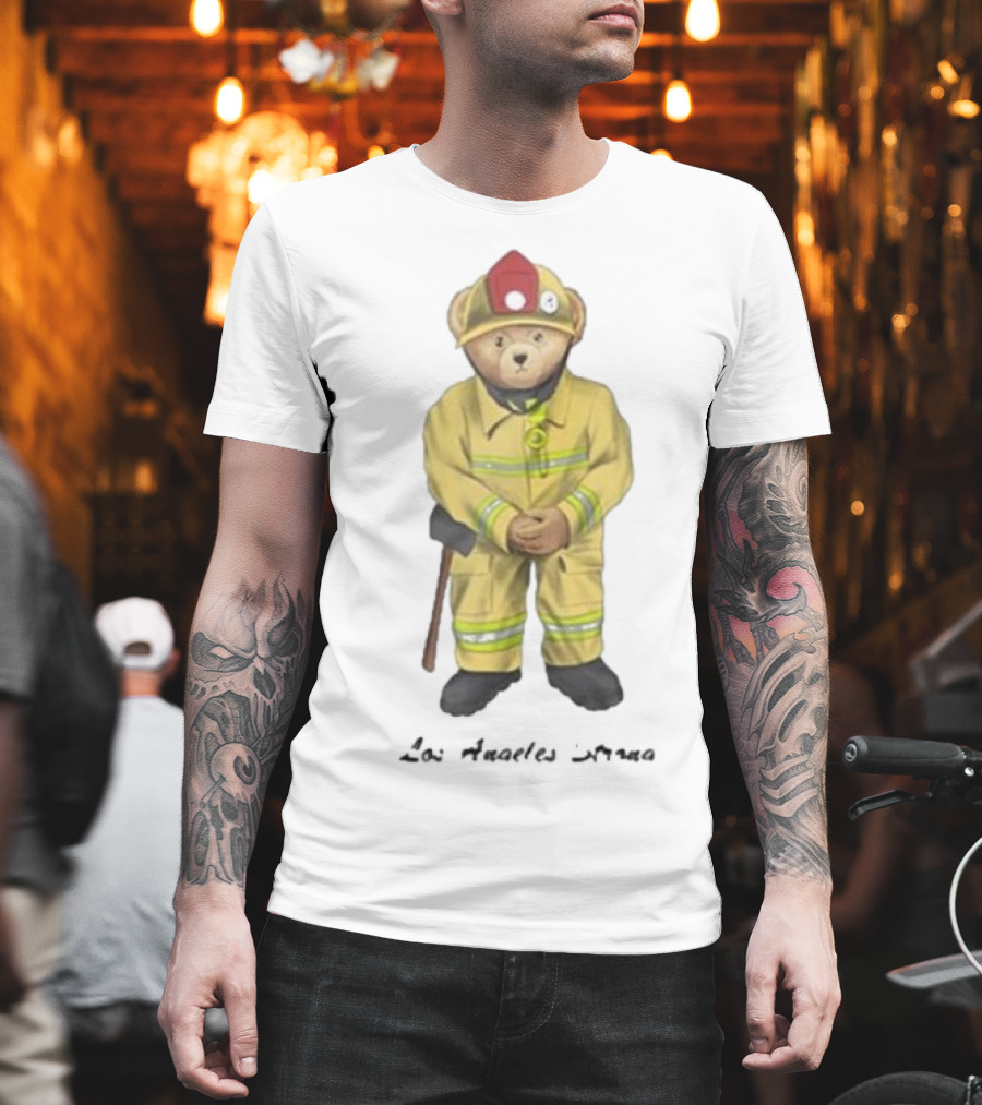 Firefighter Bear Standing In Uniform With Axe T-Shirt