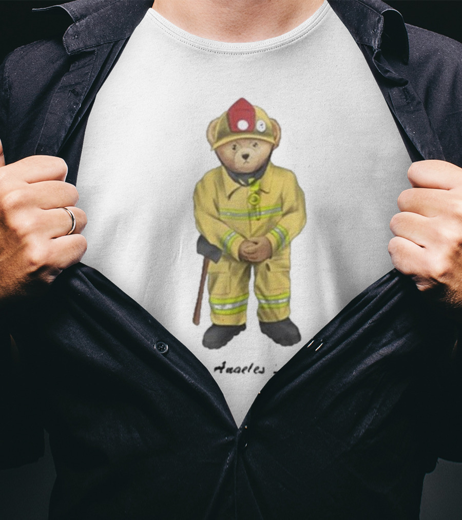 Firefighter Bear Standing In Uniform With Axe T-Shirt