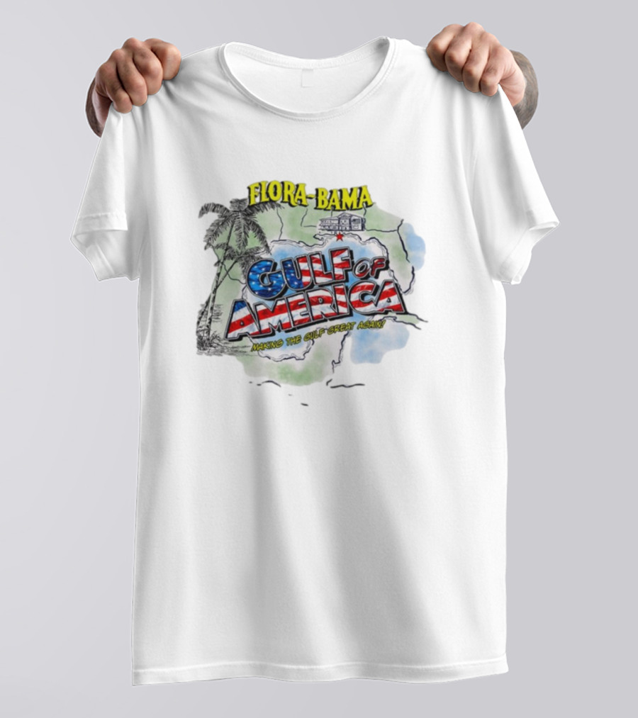 Flora-Bama Gulf Of America Making The Gulf Great Again 2025 Map Palms And House T-Shirt