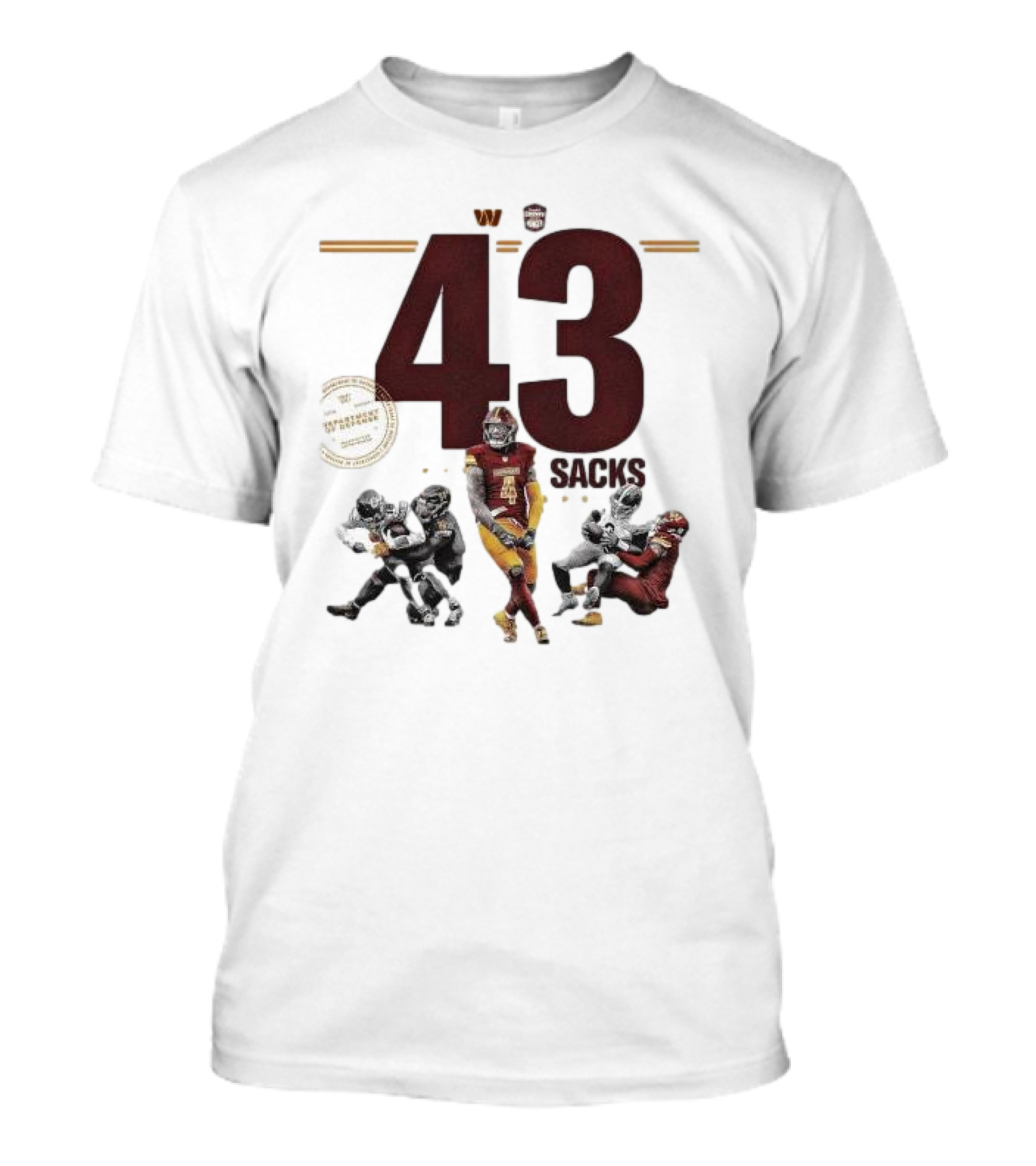 Frankie Luvu 43 Regular Season Sacks Football Action Washington Redskins T-Shirt