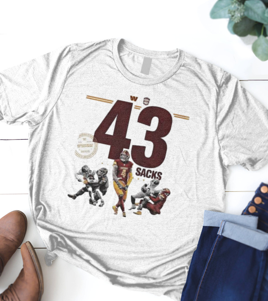 Frankie Luvu 43 Regular Season Sacks Football Action Washington Redskins T-Shirt