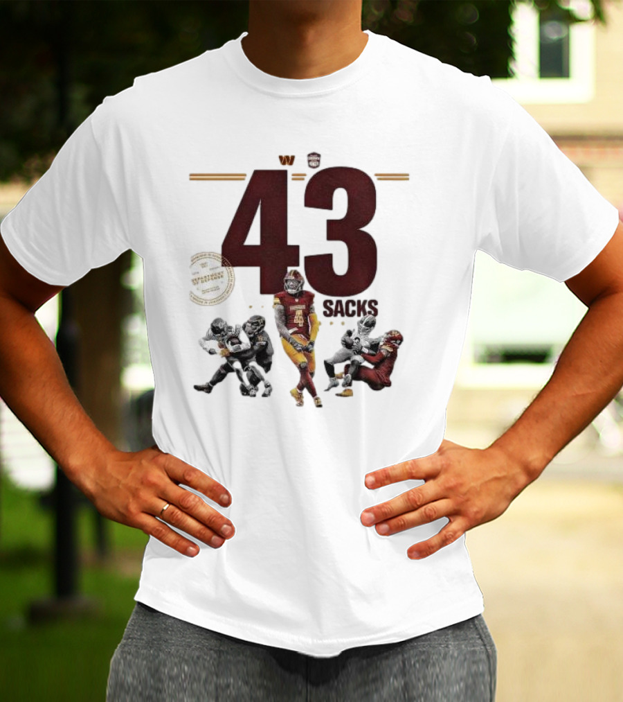Frankie Luvu 43 Regular Season Sacks Football Action Washington Redskins T-Shirt