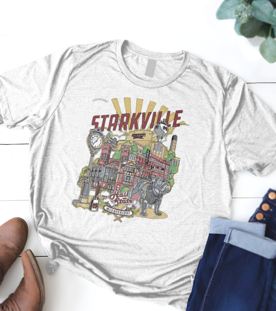 Starkville Mississippi State Hail State Bulldog Tower Vintage Style T-Shirt