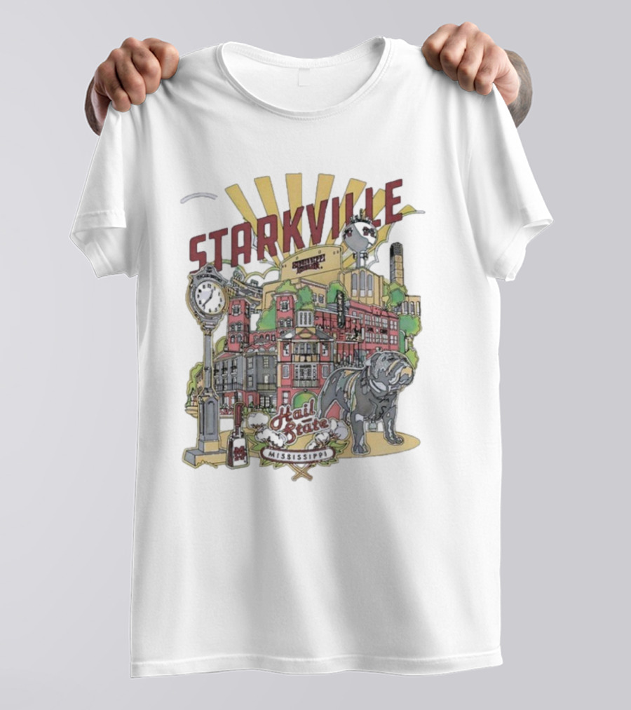 Starkville Mississippi State Hail State Bulldog Tower Vintage Style T-Shirt