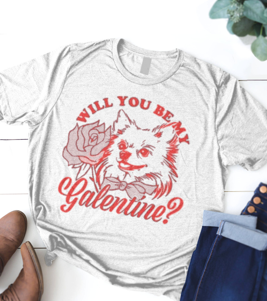 Will You Be My Galentine Hatchi Rose Dog Bow Tie T-Shirt
