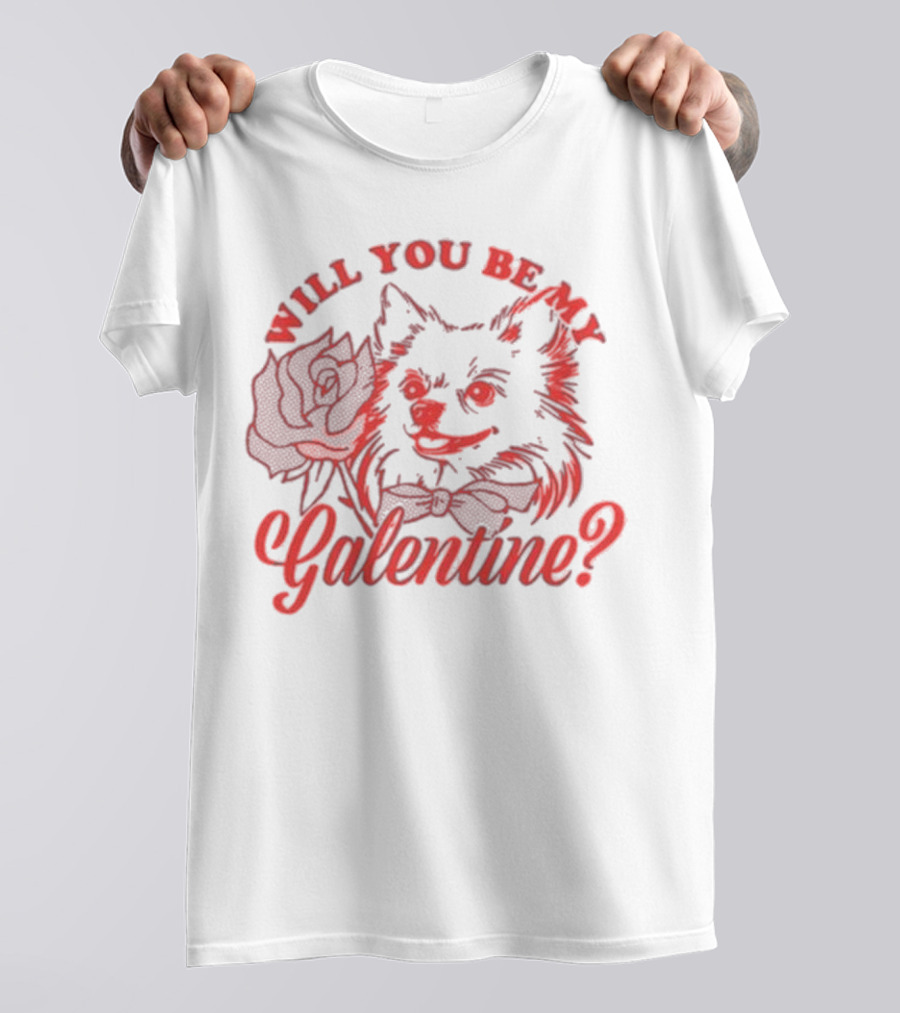 Will You Be My Galentine Hatchi Rose Dog Bow Tie T-Shirt