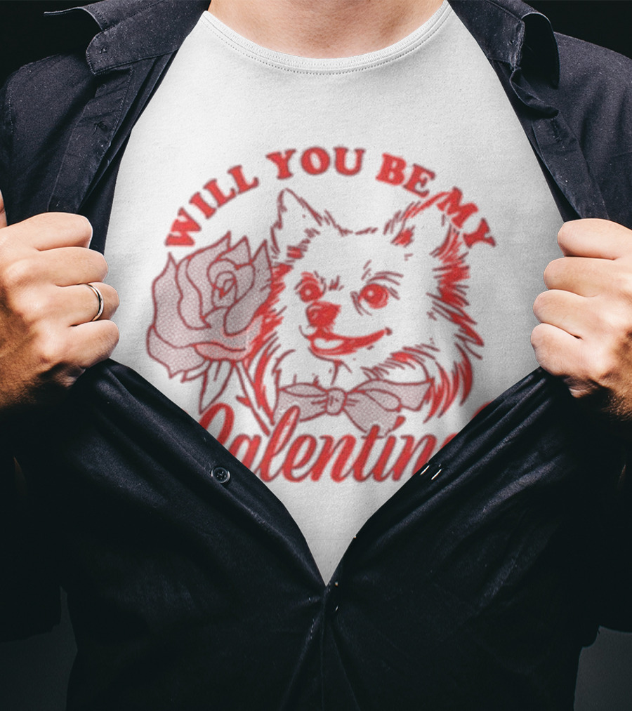 Will You Be My Galentine Hatchi Rose Dog Bow Tie T-Shirt