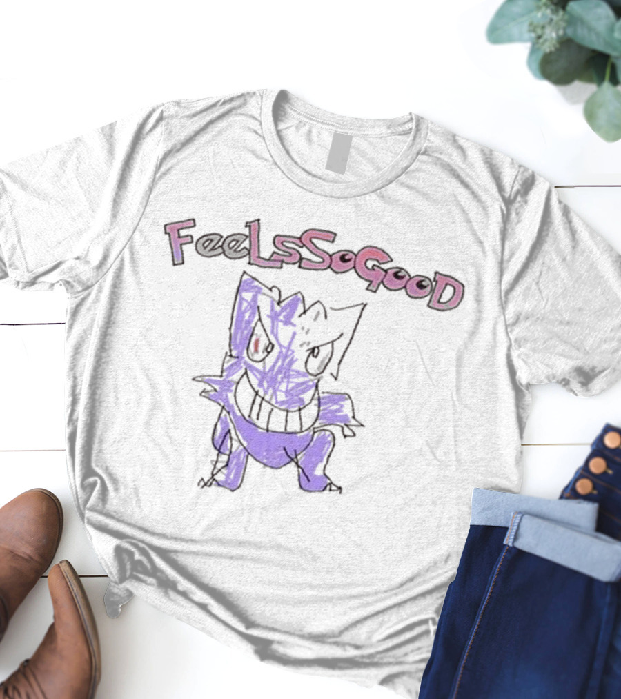 Gengar Feels So Good Pokemon Sketch Art Style T-Shirt