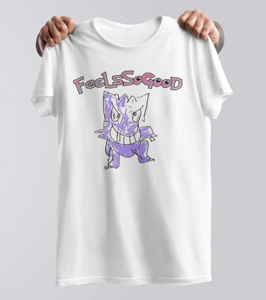 Gengar Feels So Good Pokemon Sketch Art Style T-Shirt