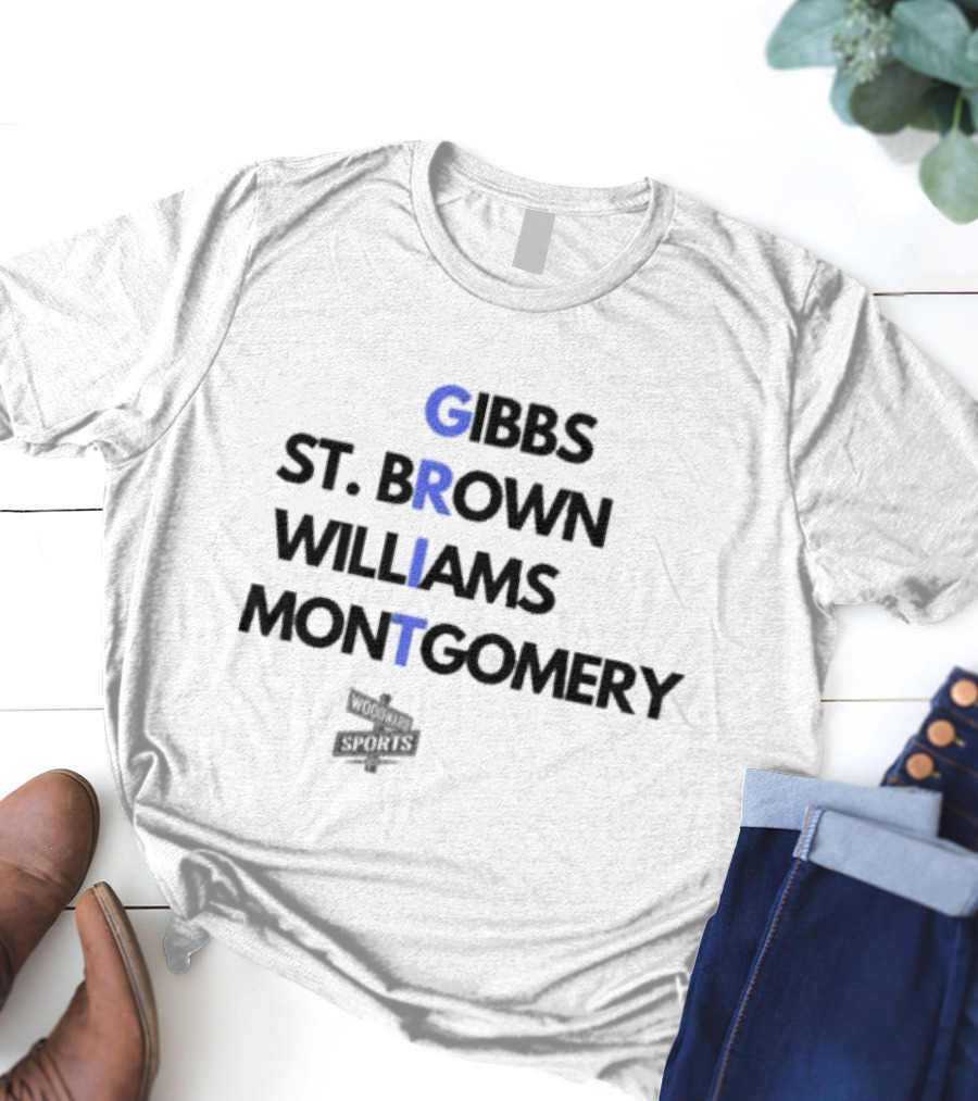 Gibbs St Brown Williams Montgomery GRIT Football Names T-Shirt