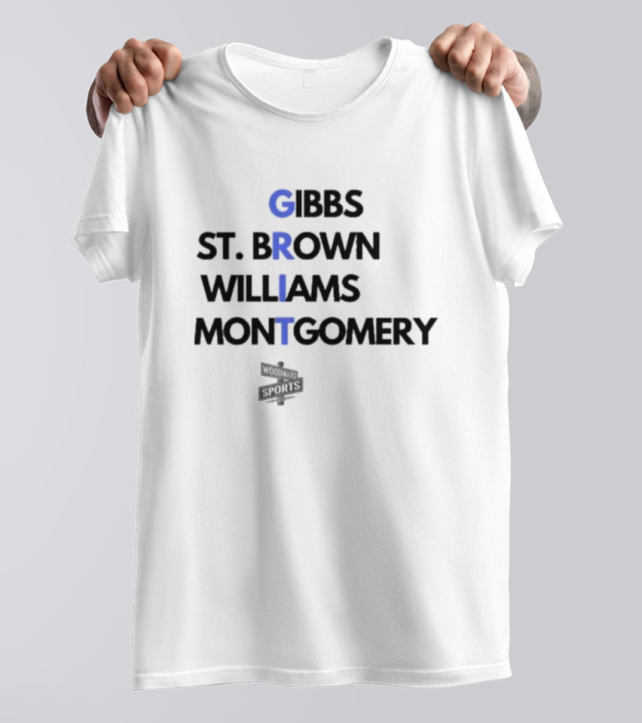 Gibbs St Brown Williams Montgomery GRIT Football Names T-Shirt