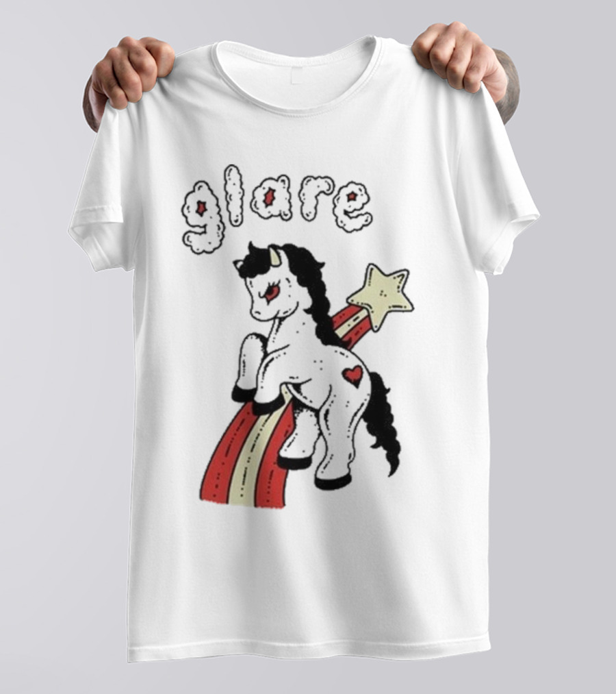 Glare Unicorn Heart Rainbow Star Ringer T-Shirt