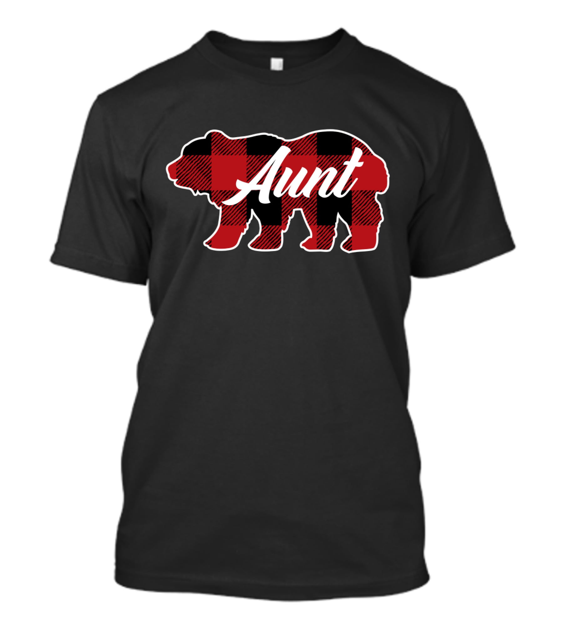 Family Christmas Aunt Buffalo Plaid Bear T-Shirt