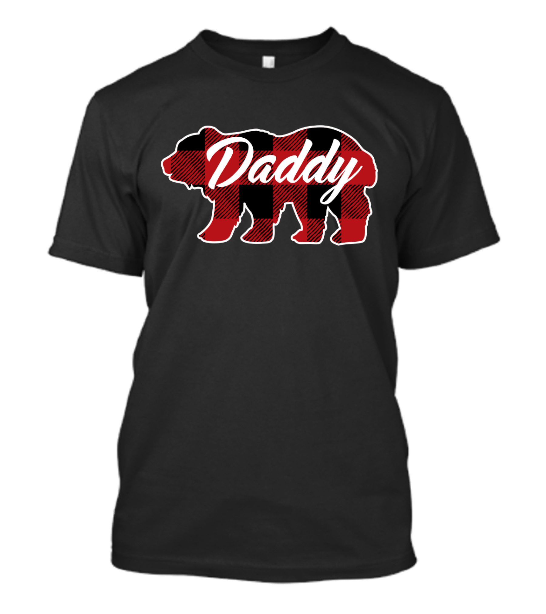 Daddy Family Christmas Matching Buffalo Plaid Bear T-Shirt