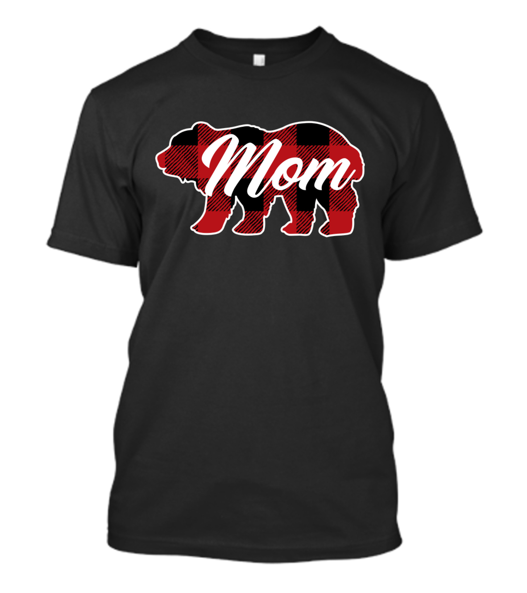 Family Christmas Matching Buffalo Plaid Bear Mom T-Shirt