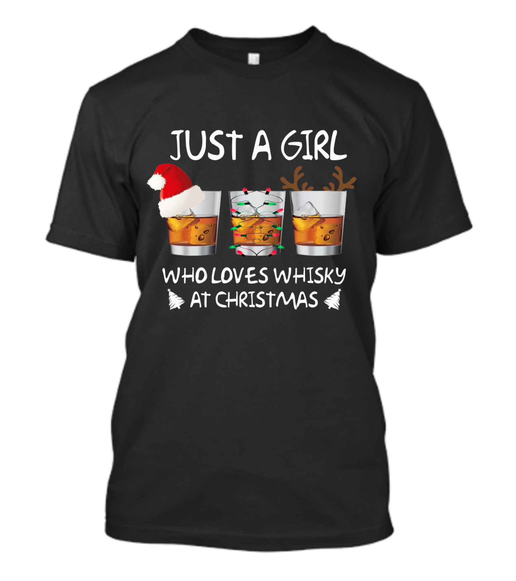 Just A Girl Who Loves Whisky At Christmas T-Shirt