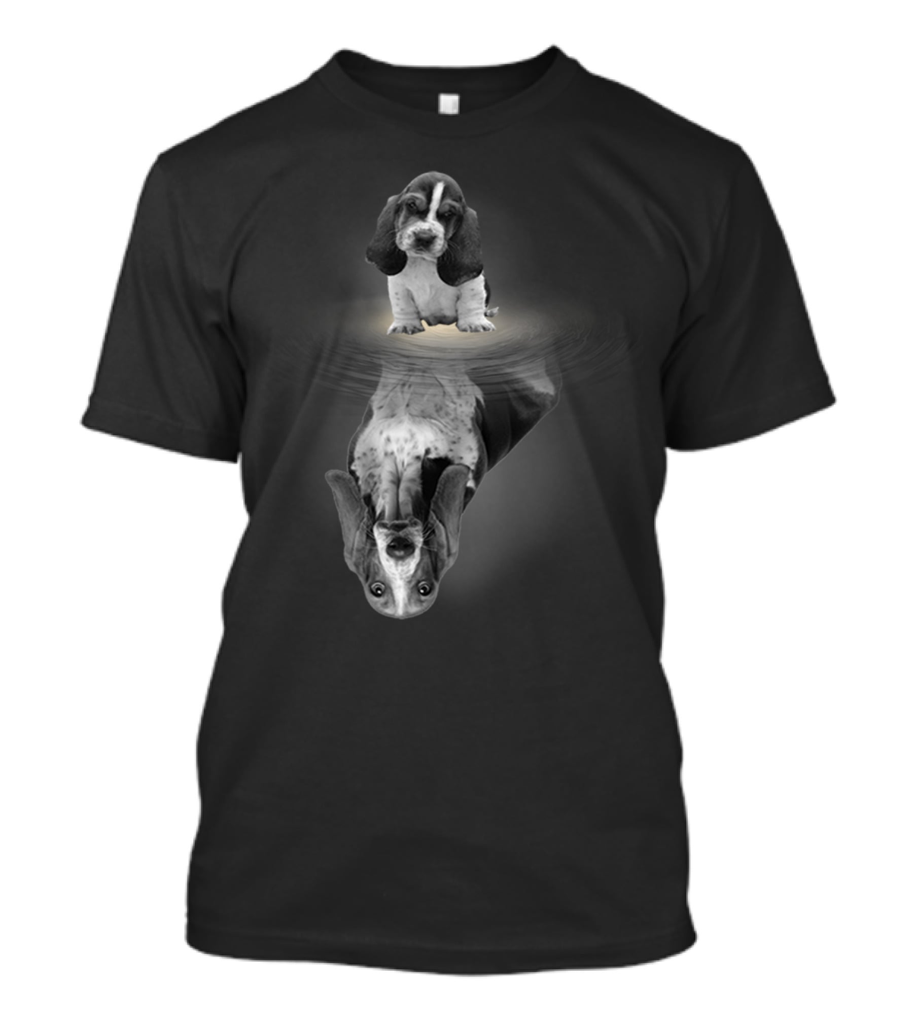Basset Hound Reflection Mirror Artistic Funny Dog Breed Creative Concept T-Shirt