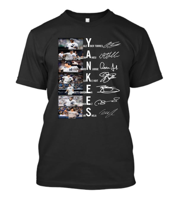 Yankees Signature Series Baseball Players Glayber Torres Dj Lemahieu Aaron Judge Luke Voit Brett Gardner Gary Sanchez Gio Urshela T-Shirt