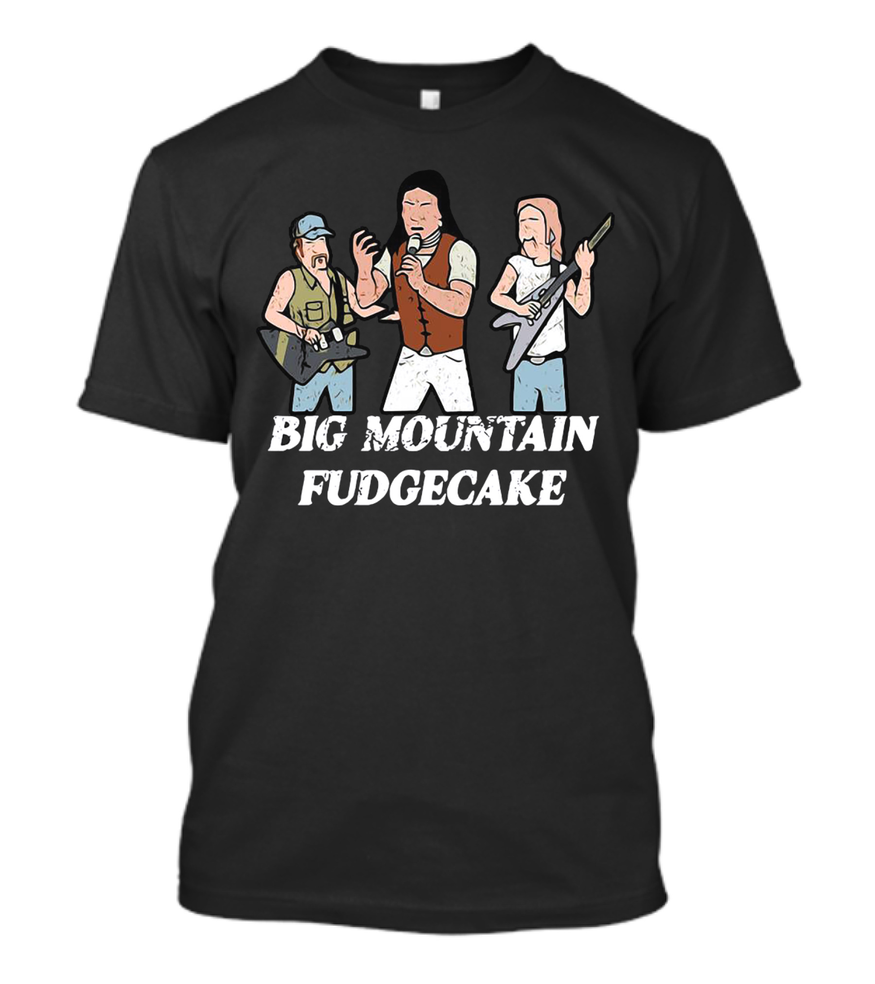 BIG MOUNTAIN FUDGECAKE Rock Band Trio With Microphone And Guitars T-Shirt
