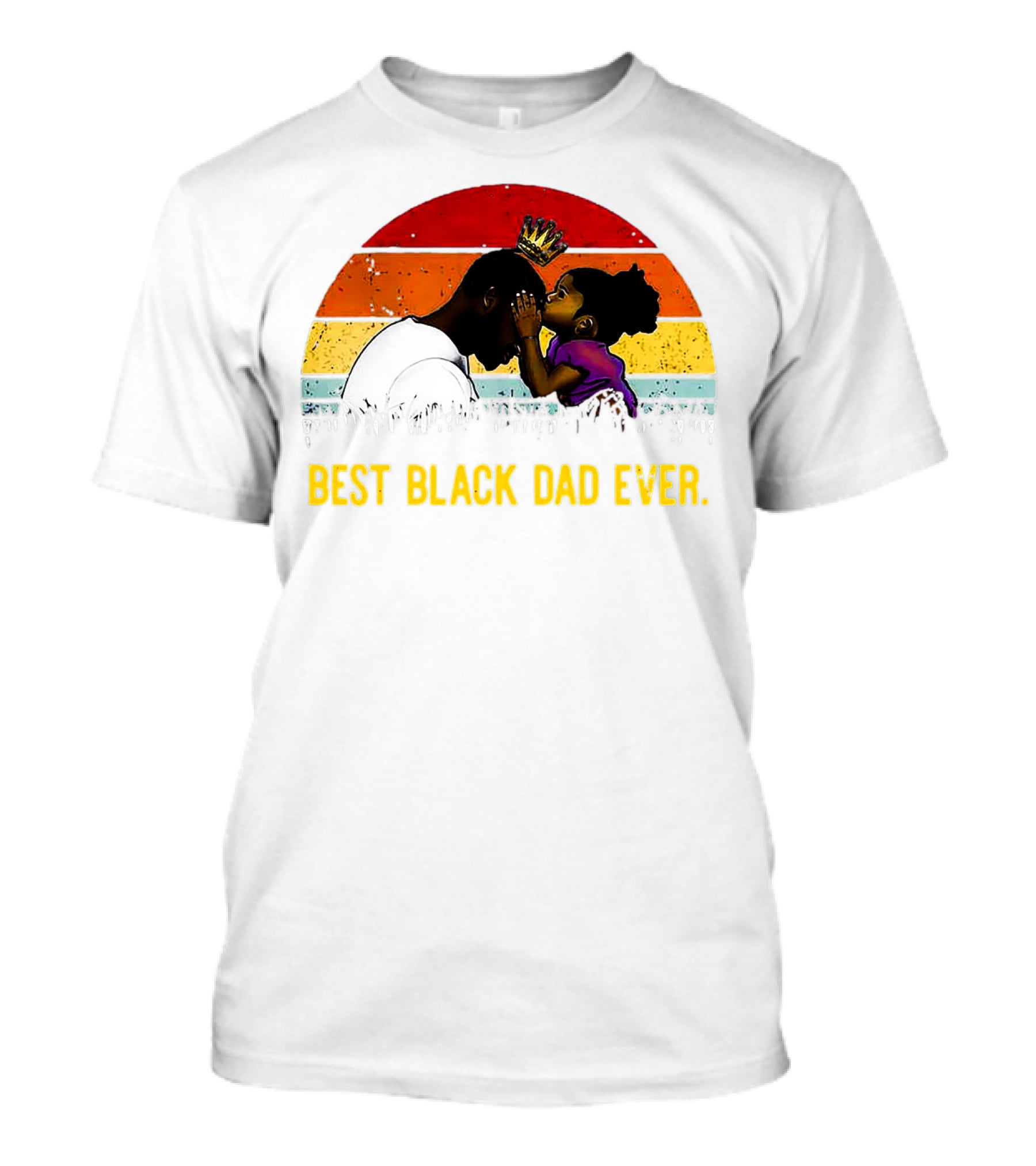 Best Black Dad Ever Crown Sunset Stripes T-Shirt