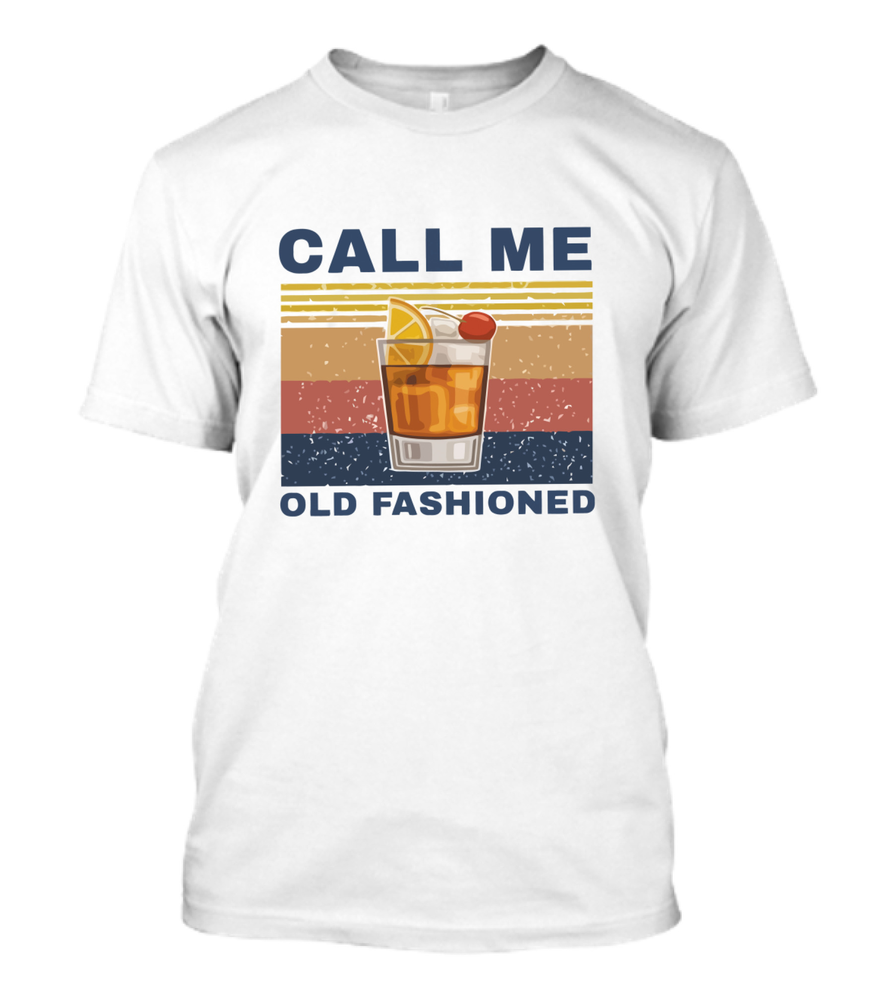 Call Me Old Fashioned Whiskey Cocktail Retro Stripes T-Shirt