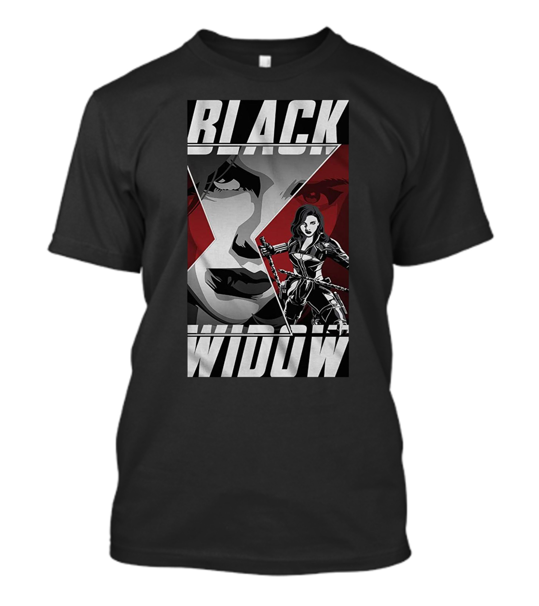 BLACK WIDOW AVENGERS ICONIC RED AND SILVER ARTISTIC T-Shirt